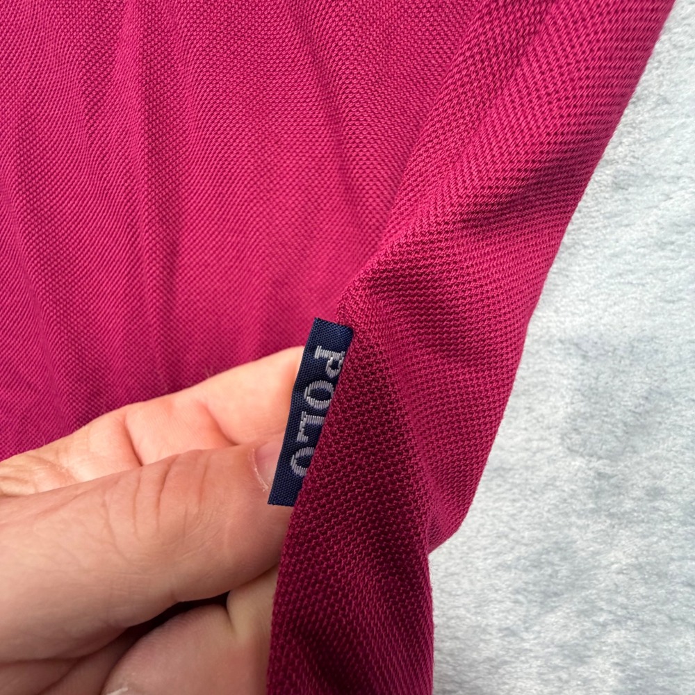 Polo Ralph Lauren Polo Shirt Women XXL Magenta Plaid Trim Pony Logo Short Sleeve - Picture 8 of 11